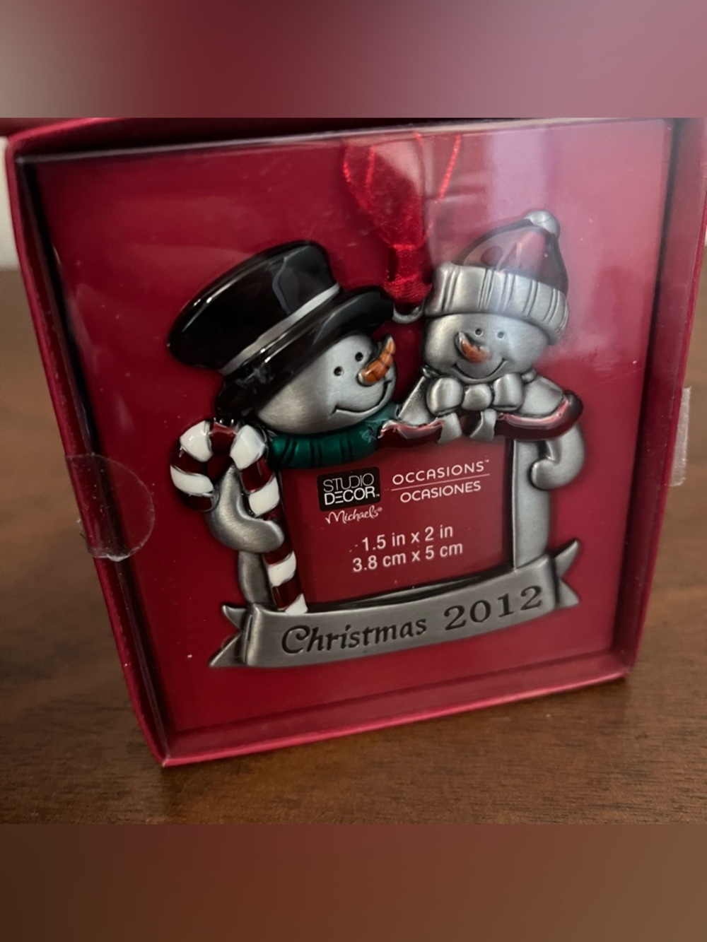 Michaels Studio Decor Christmas 2012 Holiday Snowman Candy Cane Ornament 1.5x2"